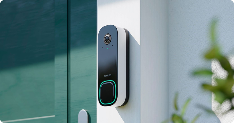 ecobee Smart Doorbell Camera mounted beside a front door
